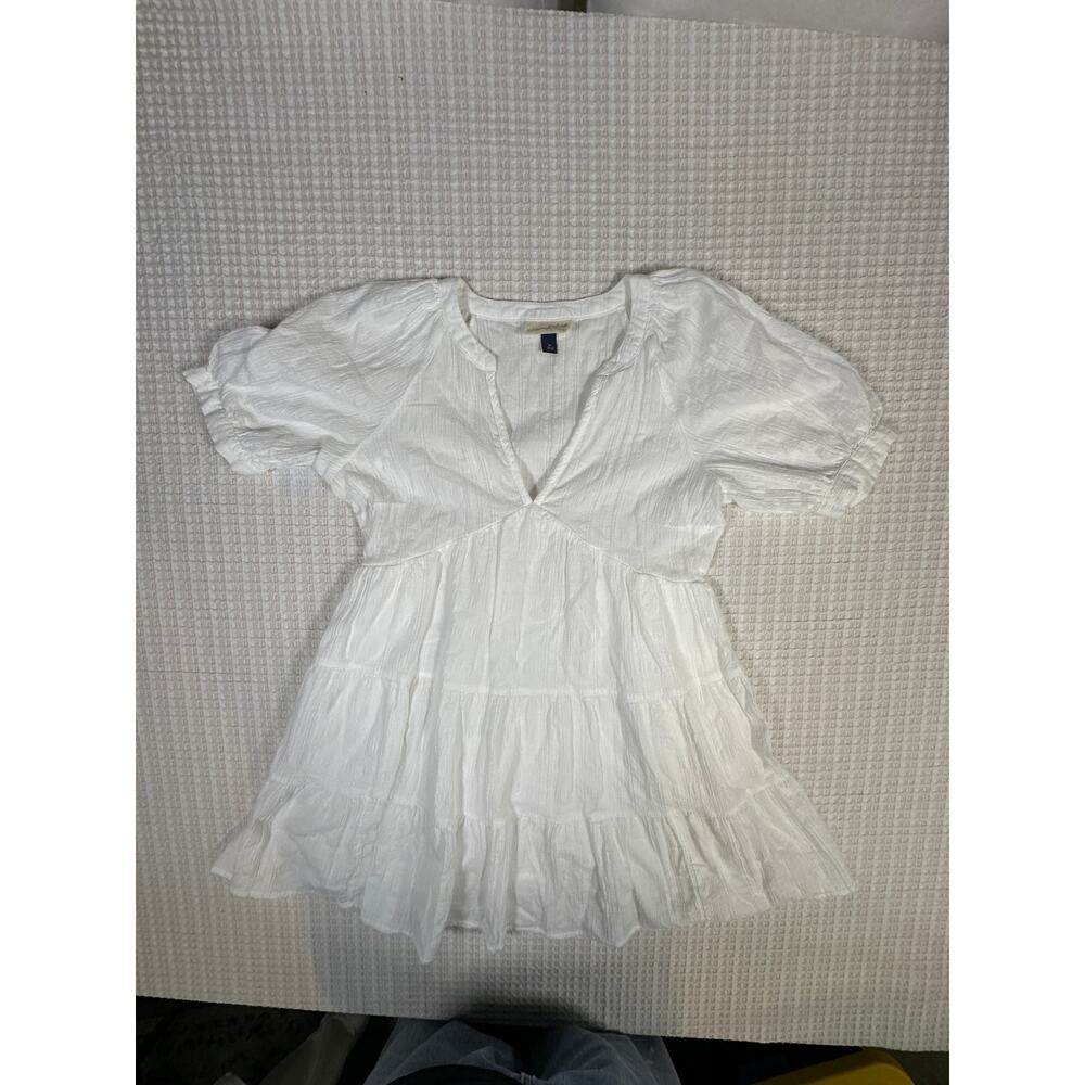 Universal Thread White Tiered Babydoll Dress XS Cottagecore Boho Puff Sleeve